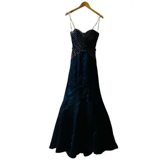 COLORS Formal Strapless A Line Maxi Dress Size 4 NWT Style 1578 Navy Blue - Picture 6 of 12